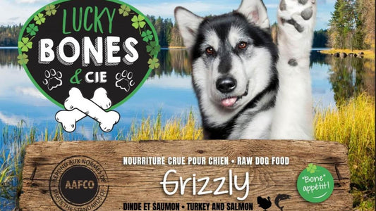Lucky Bones - Grizzly (Nourriture crue dinde et saumon) 10lbs
